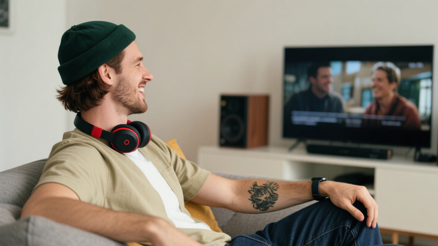 Fones Beats com fio para TV sem Bluetooth: conforto e qualidade sonora garantidos.