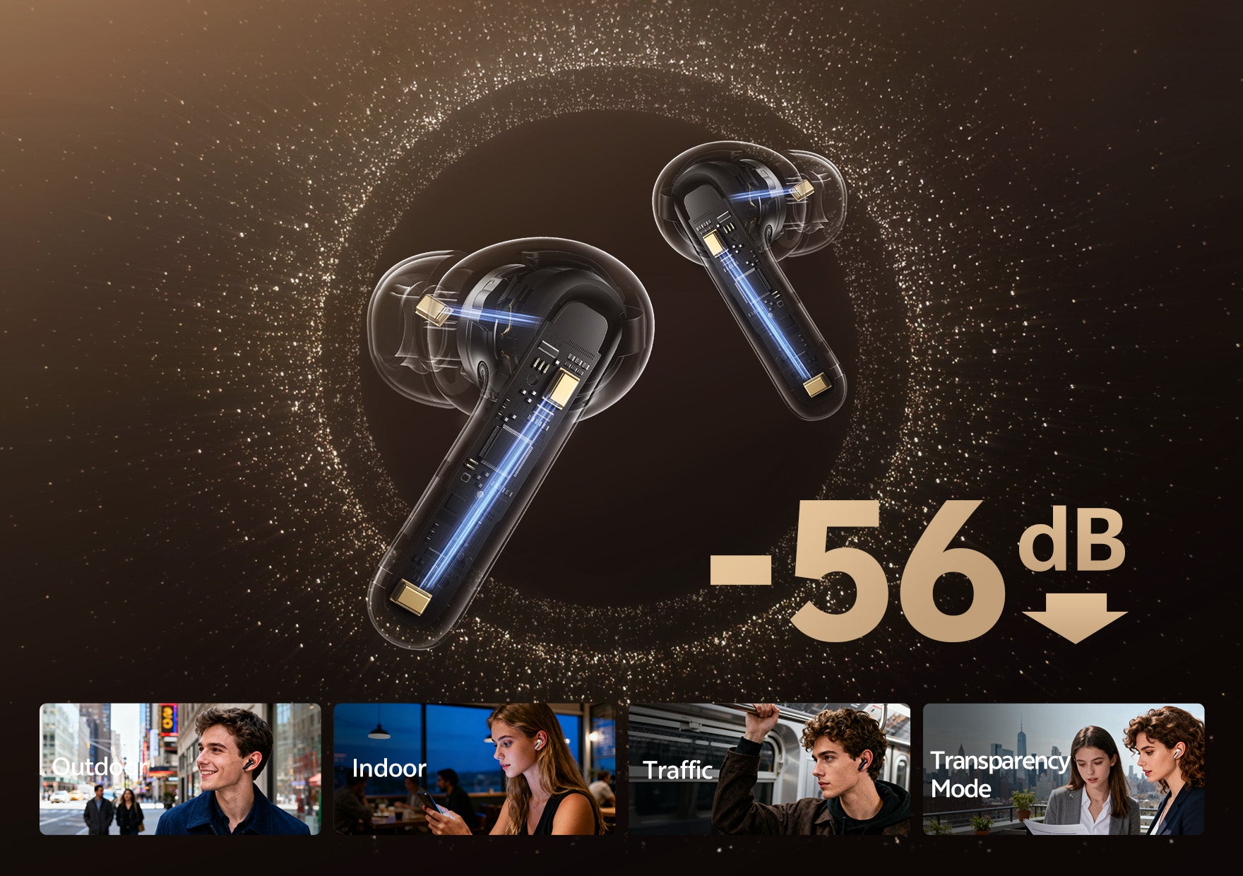 Fone de ouvido com redução de ruído -56dB, ideal para uso em diversos ambientes.