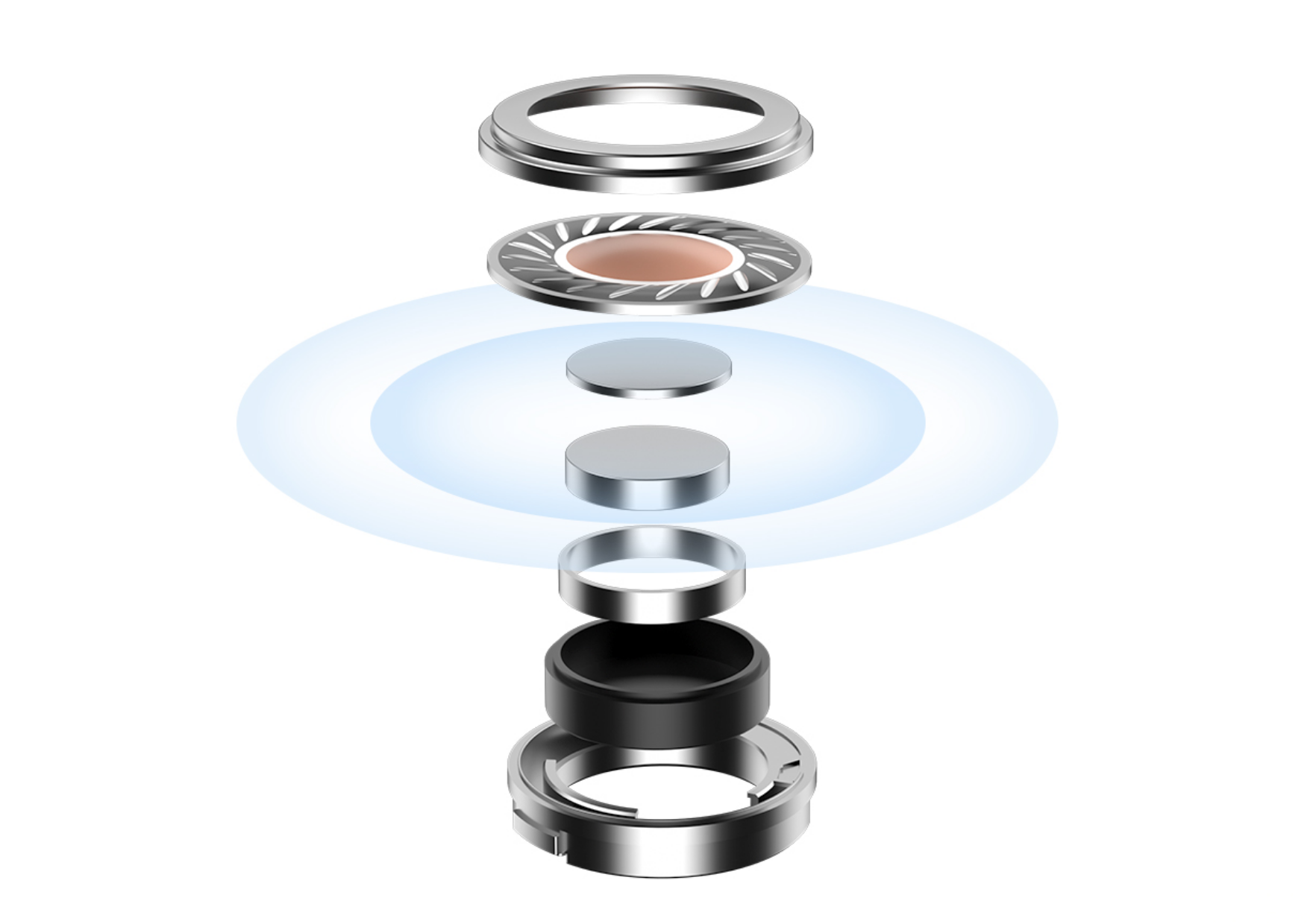 Componentes do alto-falante dinâmico de 40 mm com ímã de neodímio para som preciso em fones intra-auriculares sem fio.