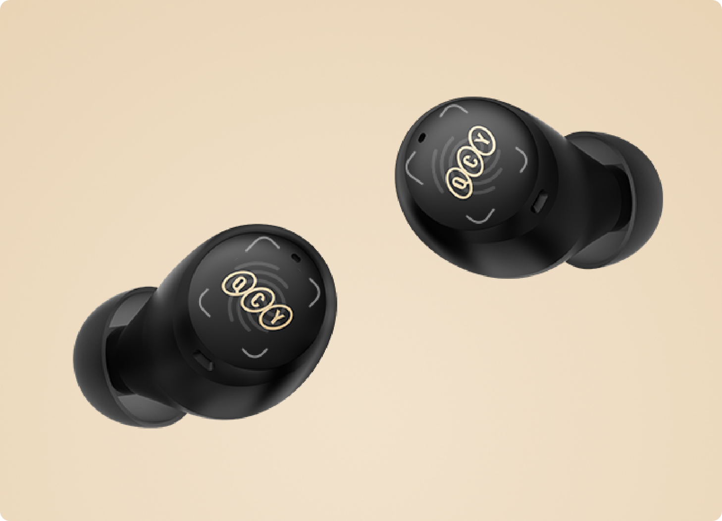 Fone de ouvido sem fio QCY preto com design ergonômico e toque sensível, ideal para música e chamadas claras.