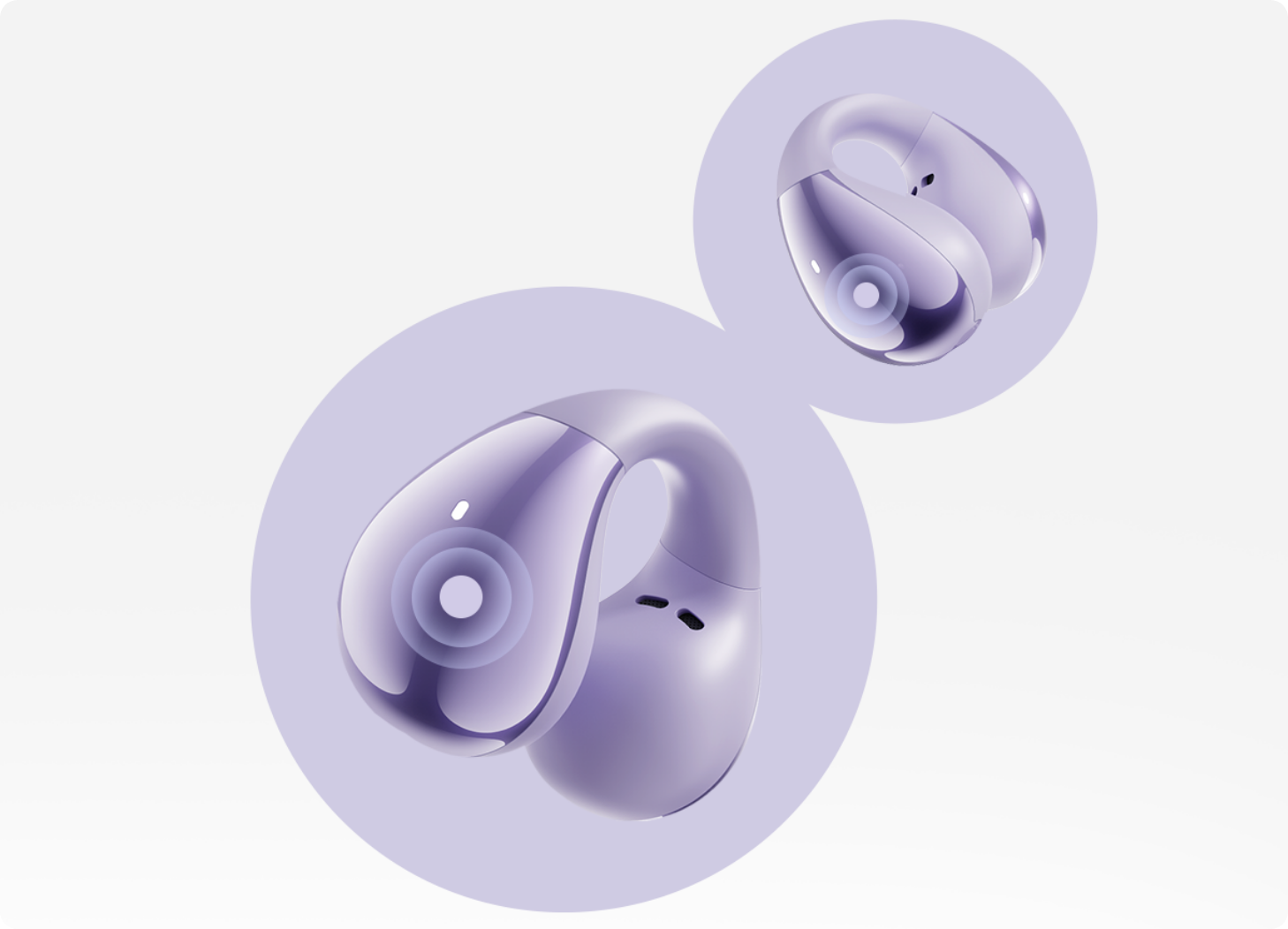 Fone de ouvido sem fio Samsung Galaxy Buds Live na cor roxa, com design ergonômico e acabamento brilhante.