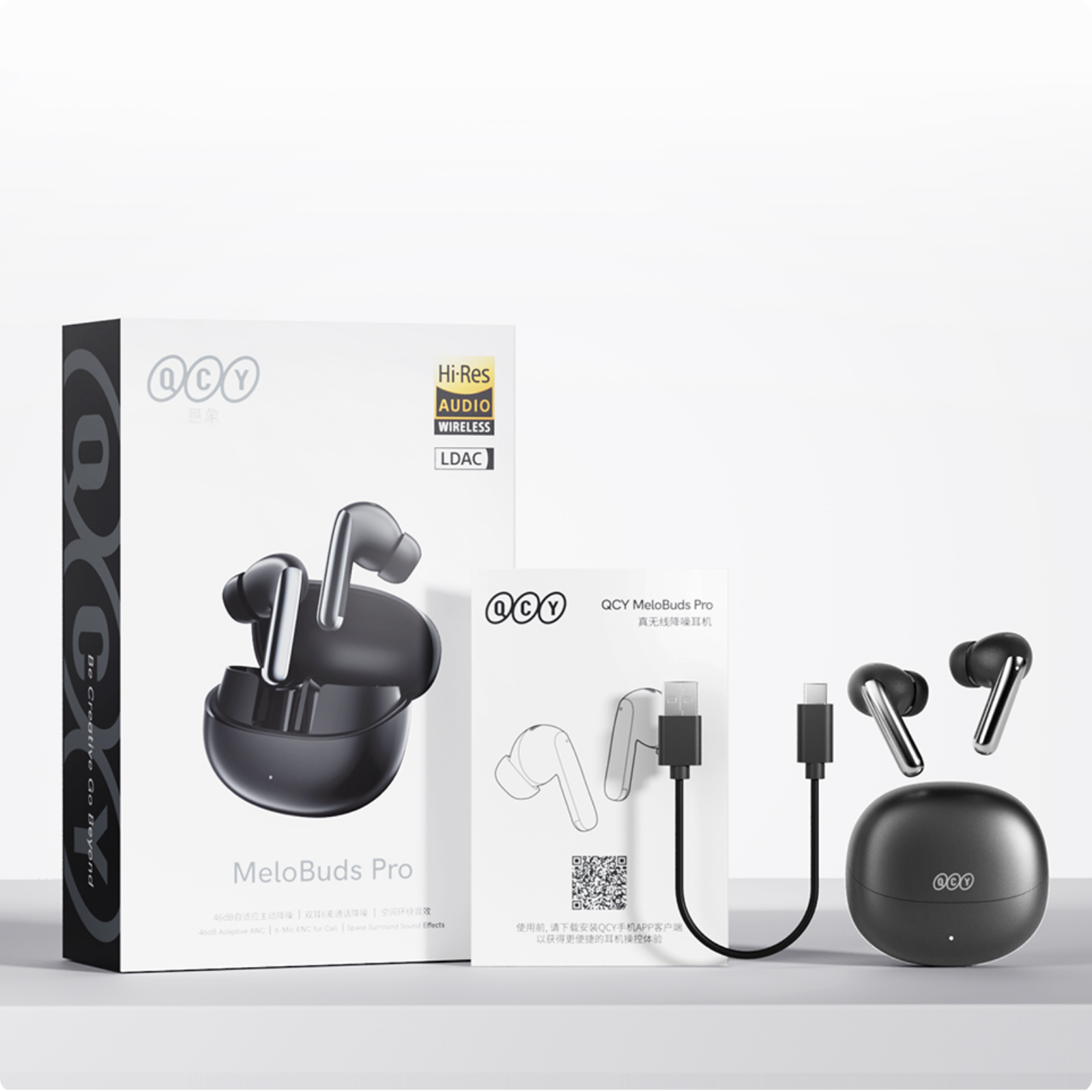 Fone de Ouvido QCY MeloBuds Pro com Cancelamento de Ruído e Hi-Res Audio