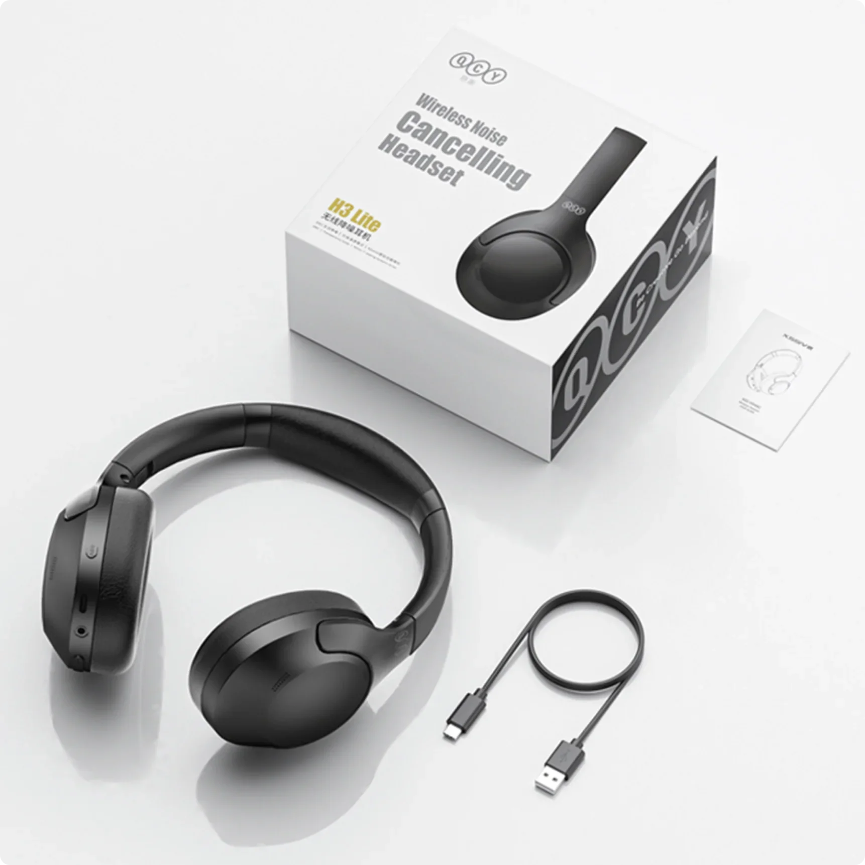 Fone de Ouvido QCY H3 Lite com Cancelamento de Ruído, Bluetooth e Bateria Longa Duração. Ideal para Música e Chamadas.