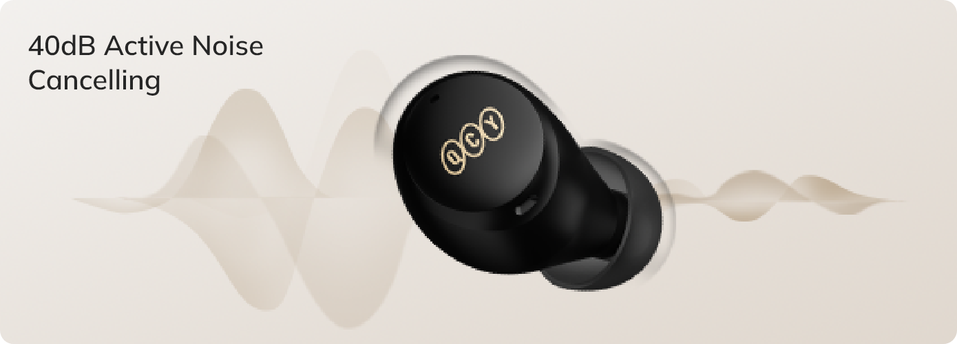 Fone QCY com Cancelamento Ativo de Ruído de 40dB.