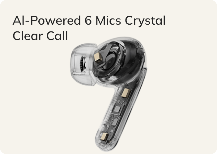 Fone de ouvido sem fio com 6 microfones e IA para chamadas cristalinas.