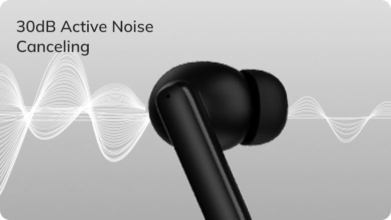Fone de ouvido sem fio com cancelamento de ruído ativo de 30dB para som imersivo.