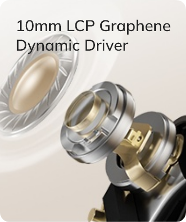 Driver dinâmico de grafeno LCP de 10mm para fones de ouvido de alta fidelidade.