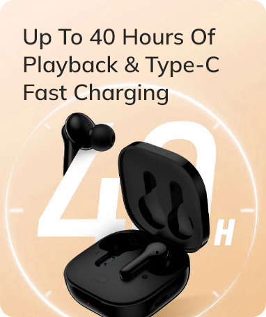 Fones de ouvido sem fio com até 40h de reprodução e carregamento rápido Type-C.