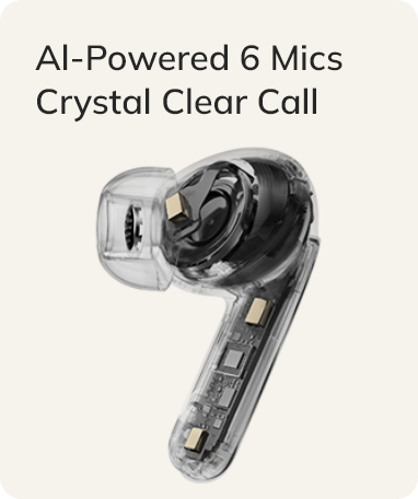 Fone de ouvido sem fio com 6 microfones e IA para chamadas cristalinas.