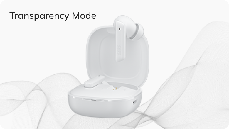 Fones de ouvido com modo de transparência, permitindo escutar o ambiente ao redor com clareza e conforto.