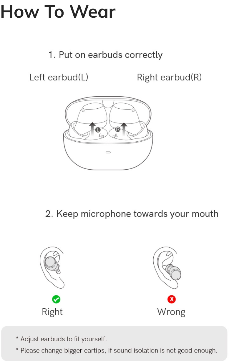 Guia de uso: como colocar fones de ouvido corretamente e posicionar o microfone para melhor desempenho.