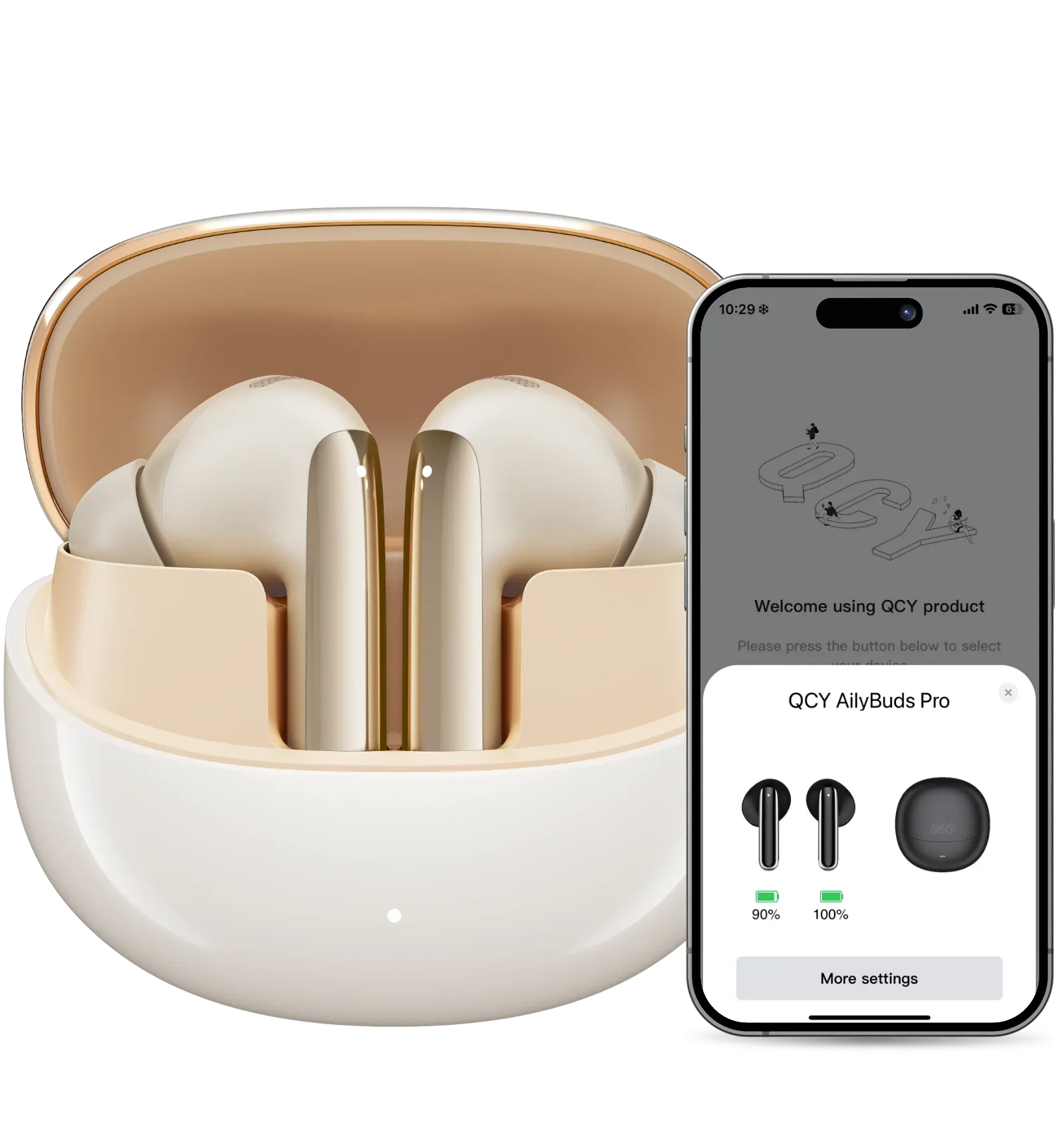 Fone de Ouvido Sem Fio QCY AilyBuds Pro com Estojo de Carregamento e App