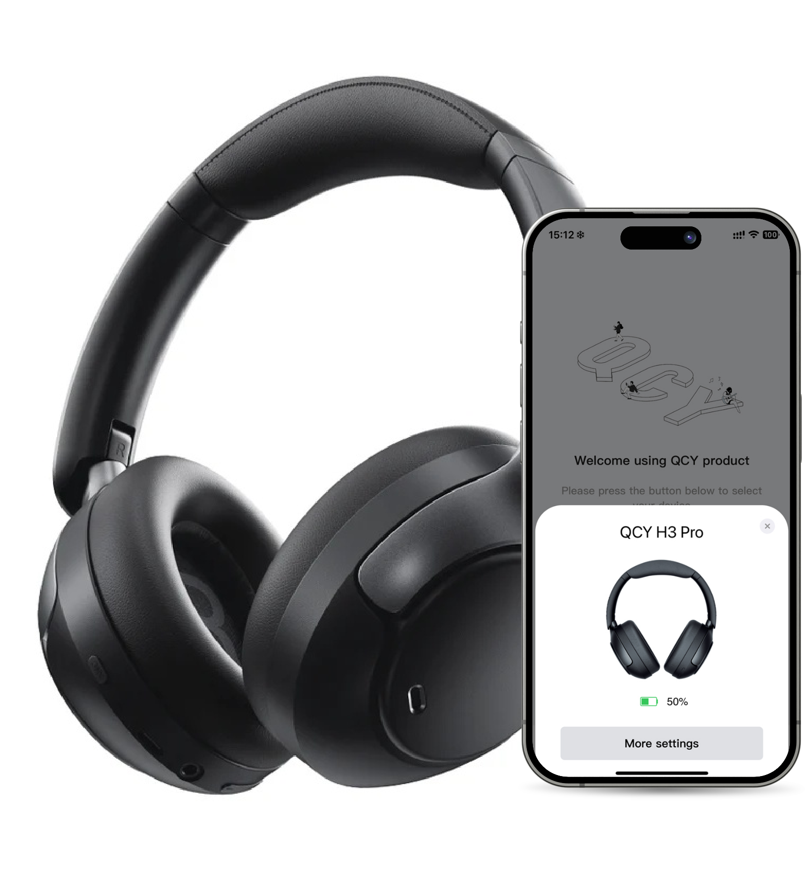 Fone de Ouvido QCY H3 Pro com Cancelamento de Ruído Ativo e App Dedicado