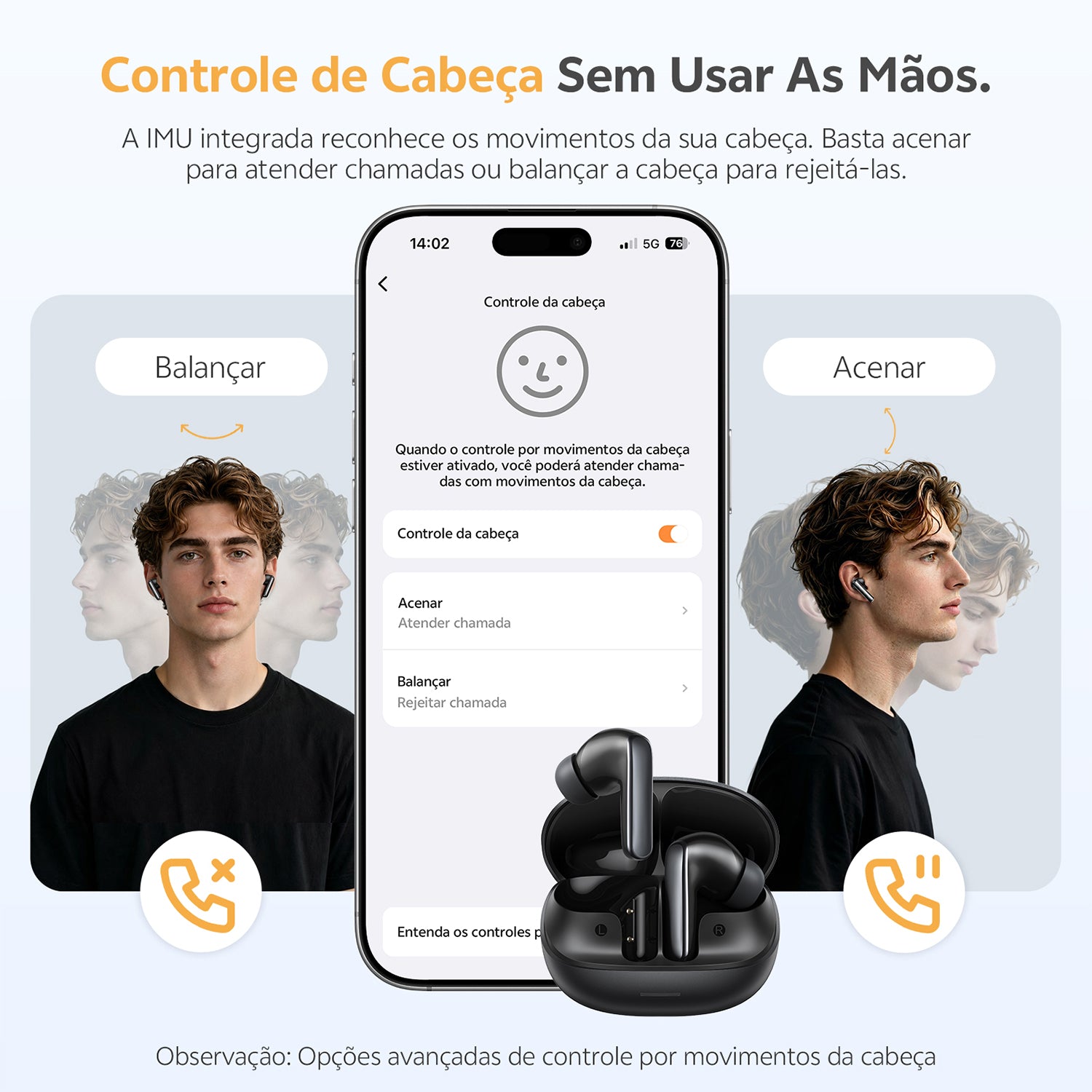 Fone de Ouvido com Controle de Cabeça: Atenda ou Rejeite Chamadas Sem Usar as Mãos