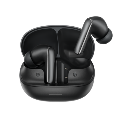 Fone de ouvido QCY MeloBuds N65, sem fio e elegante, com carregador compacto. Ideal para música e chamadas.
