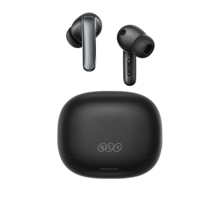 Fone de ouvido QCY MeloBuds N65 sem fio, elegante e compacto, com estojo de carregamento. Alta qualidade sonora.