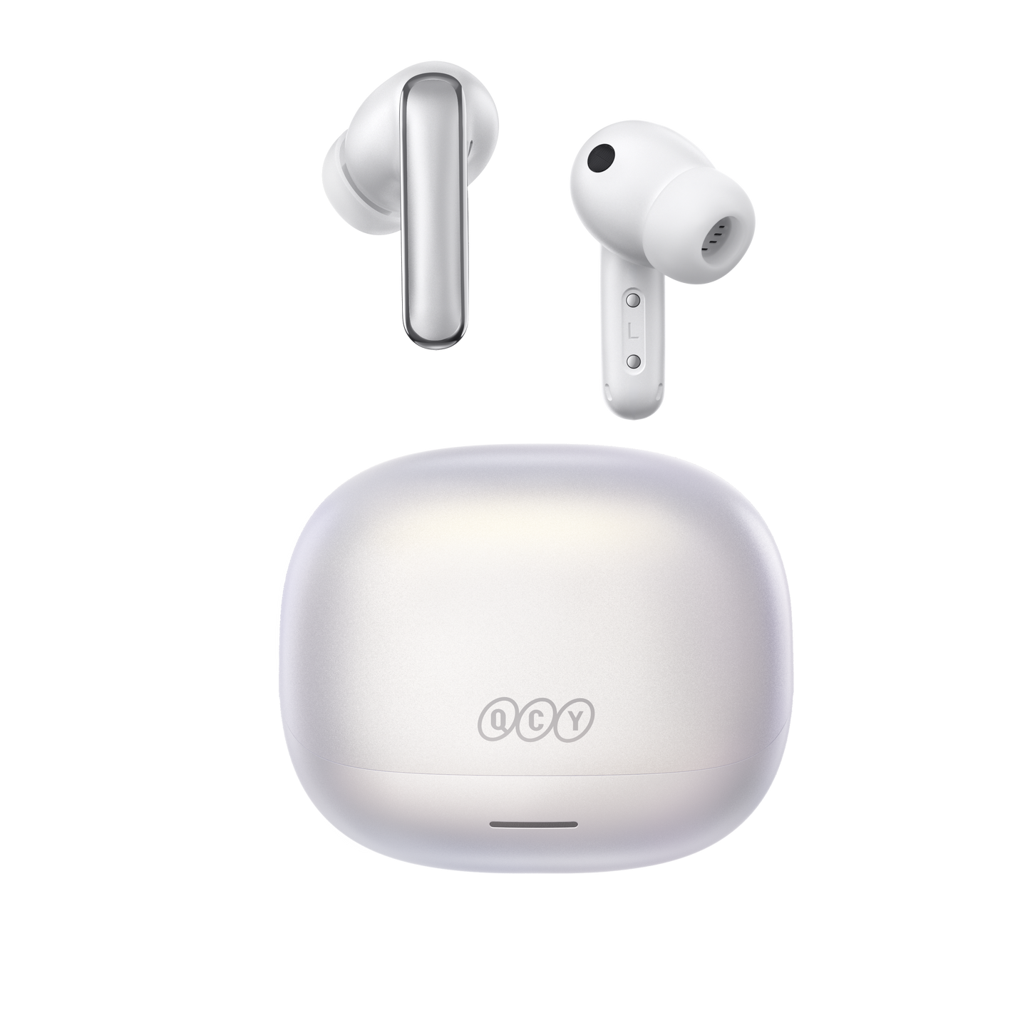 Fone de ouvido QCY MeloBuds N65 com carregador elegante e design moderno. Alta qualidade sonora.