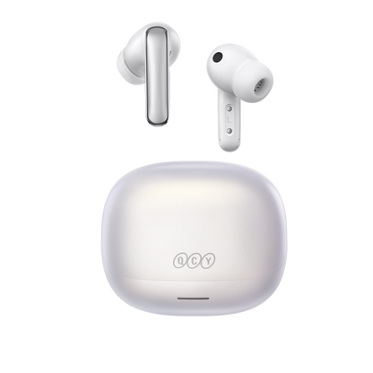 Fone de ouvido QCY MeloBuds N65 com carregador elegante e design moderno. Alta qualidade sonora.
