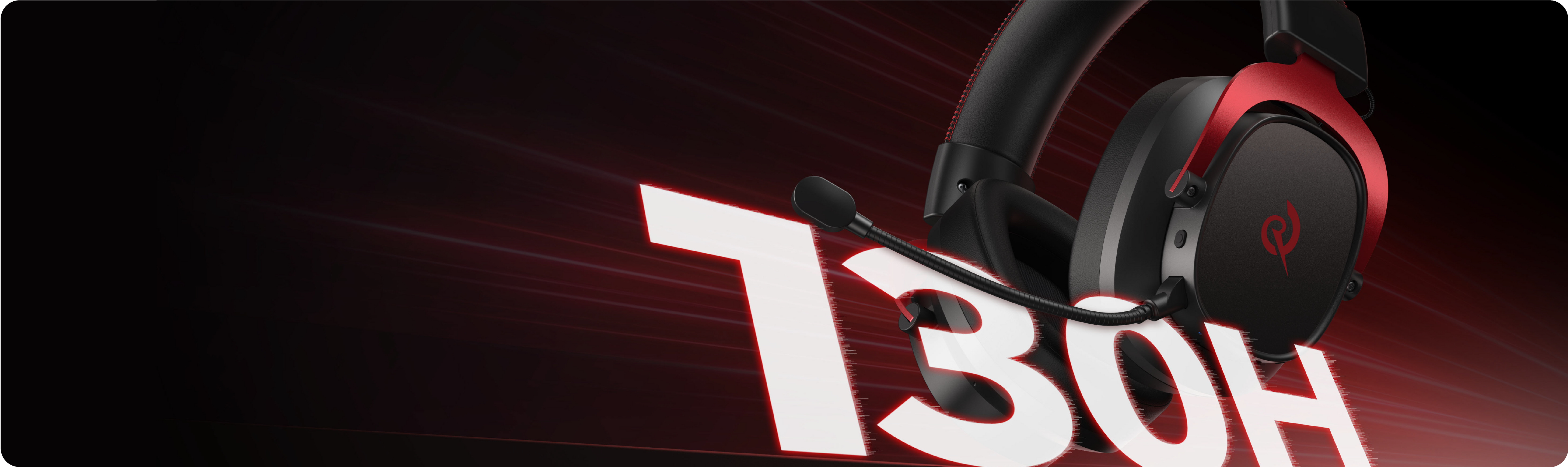 Fone de ouvido gamer 730H com microfone, design preto e vermelho, ideal para jogos.