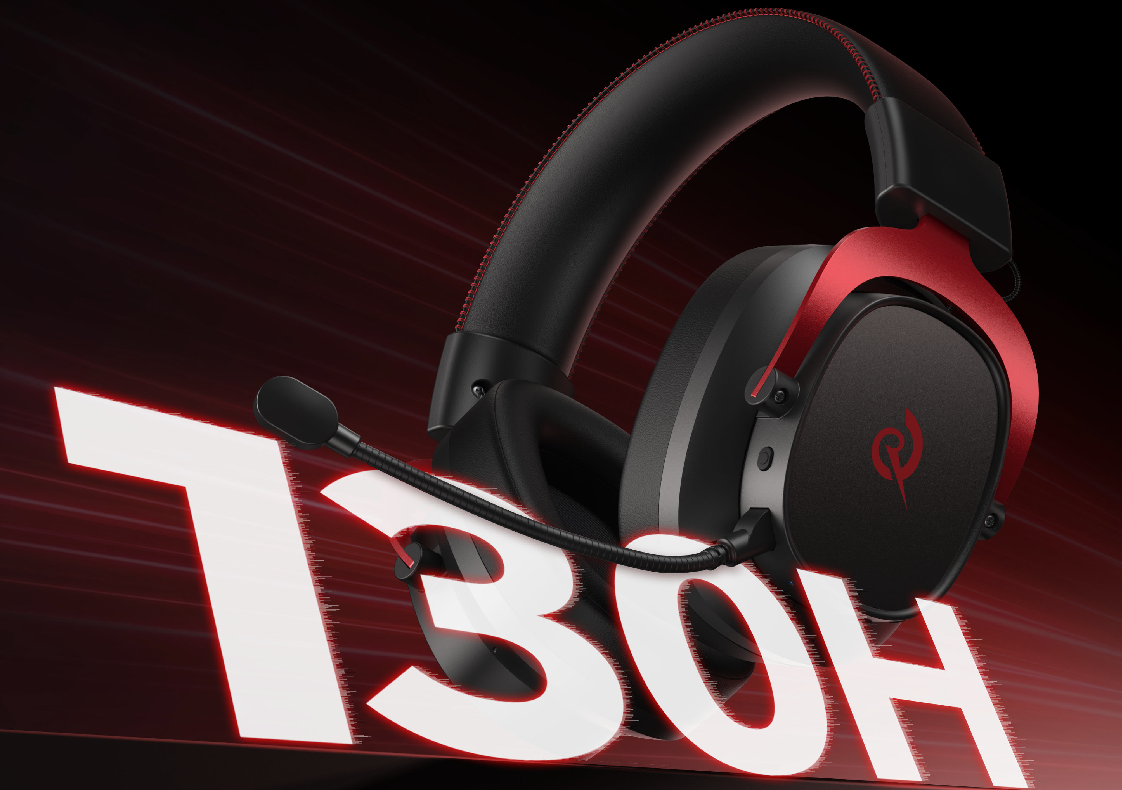 Fone de ouvido gamer T30H com microfone, design preto e vermelho, ideal para jogos com som imersivo e comunicação clara.