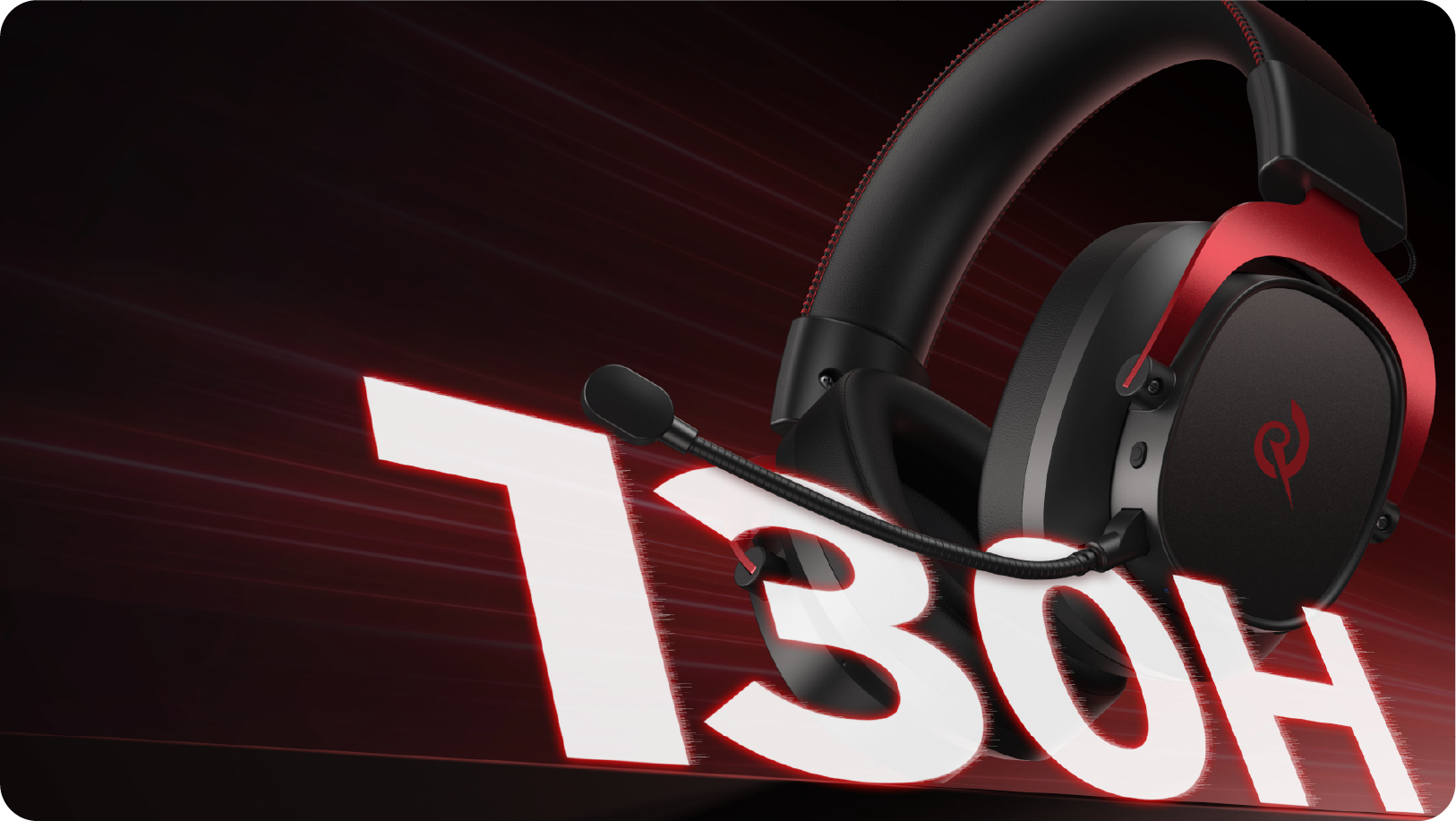 Fone de ouvido gamer 730H com microfone, design preto e vermelho, ideal para jogos.