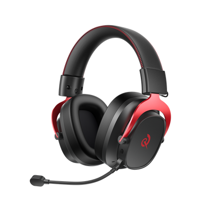 Fone de Ouvido Heroad VT200 Edição Tri-Modo com Design Preto e Vermelho, Microfone Desmontável e Conforto Superior.