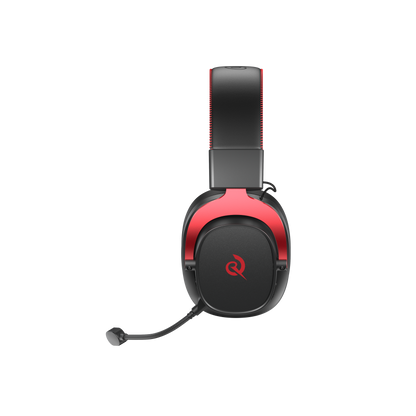 Fone de ouvido Heroad VT200 Edição Tri-Modo, preto e vermelho, com microfone destacável. Ideal para jogos.