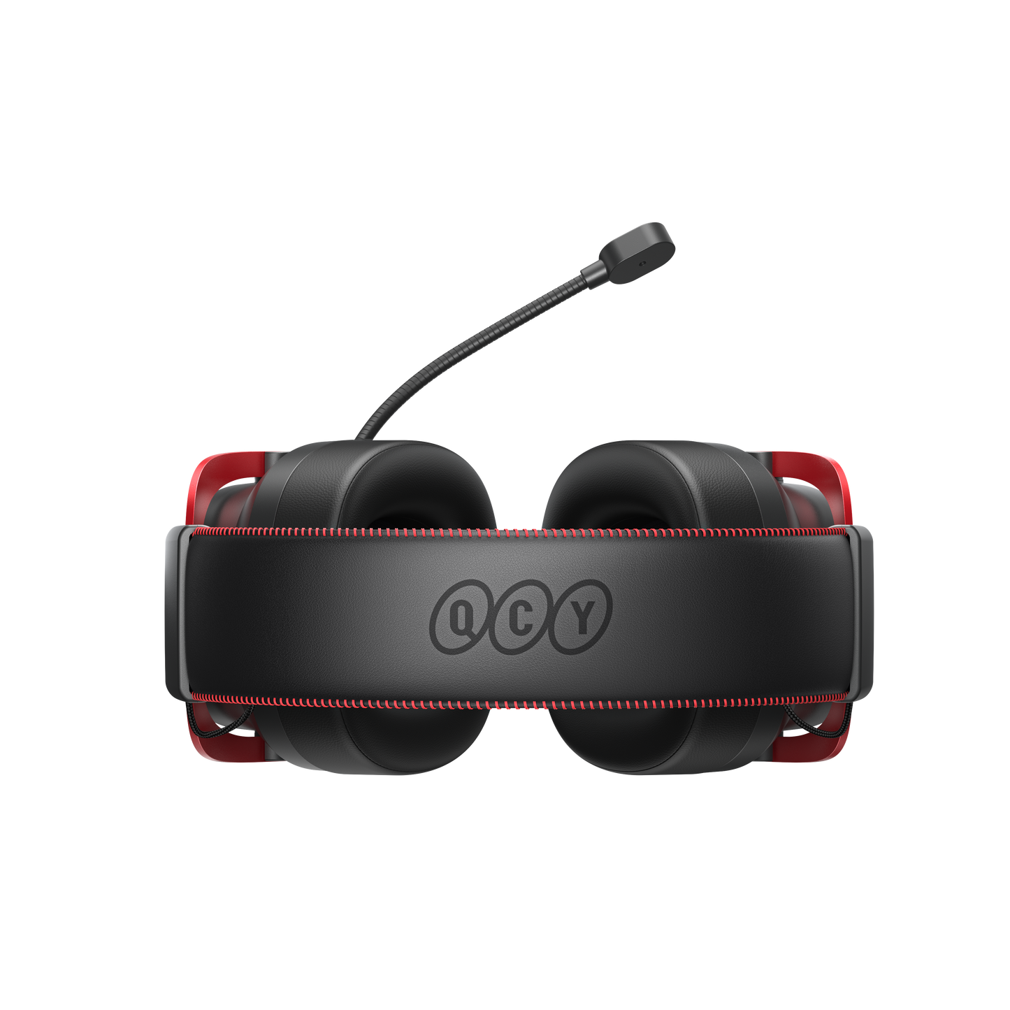 Fone de Ouvido Gamer QCY Heroad VT200 Edição Tri-Modo com Microfone e Design Preto e Vermelho.