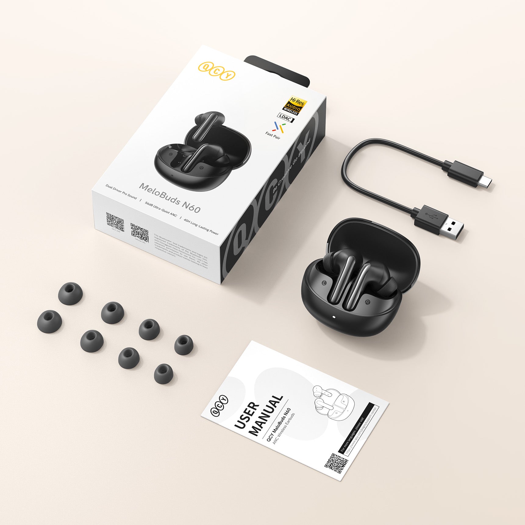 Fone de Ouvido MeloBuds N60 RCY com 50h de Bateria e Áudio Hi-Res. Acessórios incluídos. Compre Agora!
