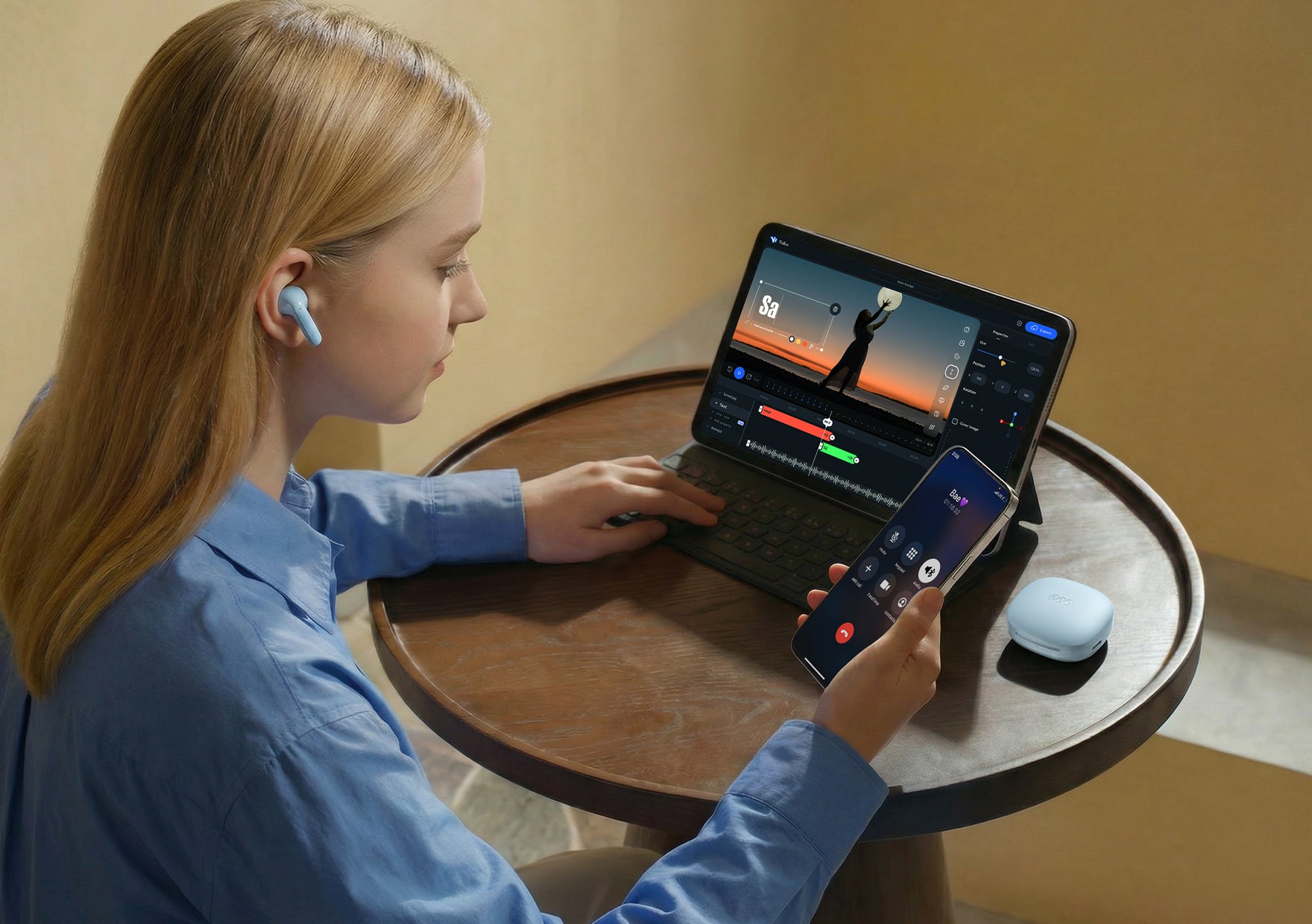 Fone de ouvido sem fio com carregador portátil, ideal para trabalho e lazer. Conforto e tecnologia em um só lugar!